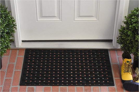 18" X 30" Black Rubber Weave Outdoor Door Mat