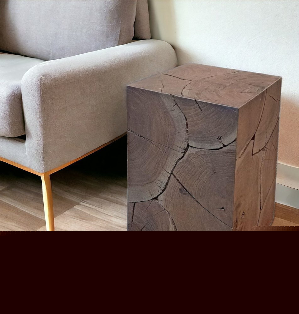20" Black Distressed Solid Wood Square End Table