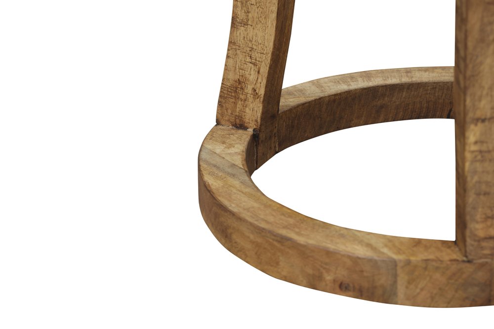 18" Brown And Brown Wood Distressed Solid Wood Round End Table