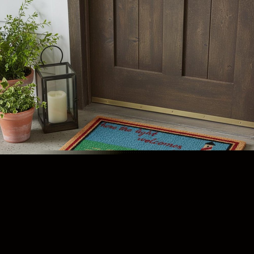 18" X 30" Brown Coir Lighthouse Here The Light Welcomes You Outdoor Door Mat
