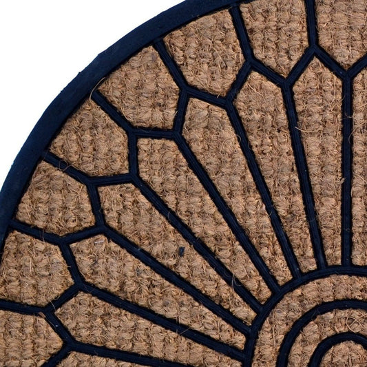 18" X 30" Brown and Black Rubber Geometric Outdoor Semi Circle Door Mat