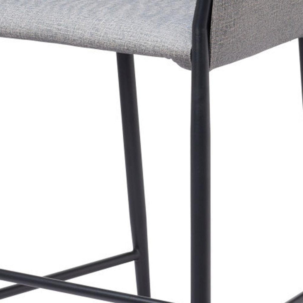 30" Slate Gray And Black Fabric And Steel Bar Height Bar Chair