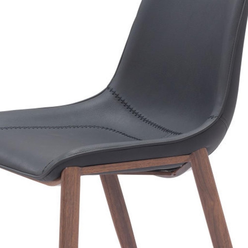 Set of Two 26" Black And Brown Faux Leather And Steel Counter Height Bar Chairs