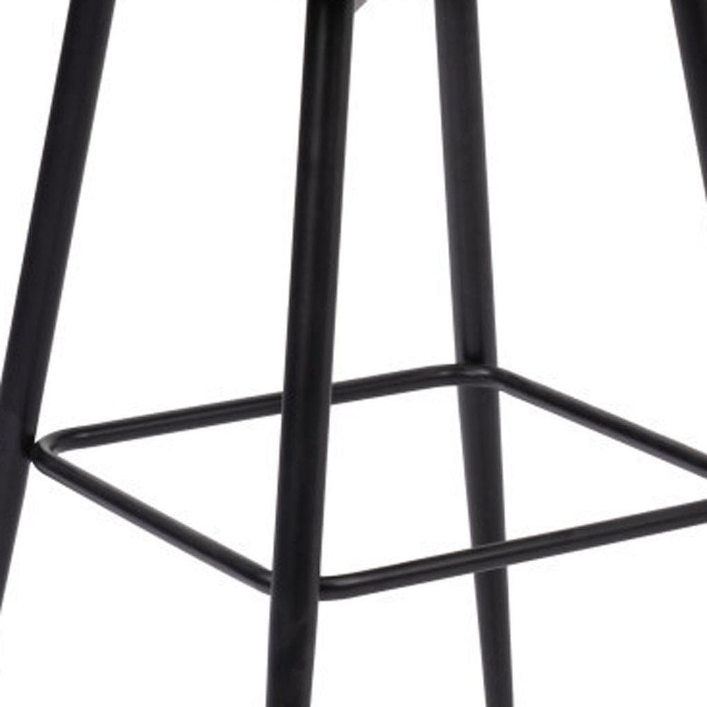 30" Brown And Black Faux Leather And Steel Bar Height Swivel Bar Chair