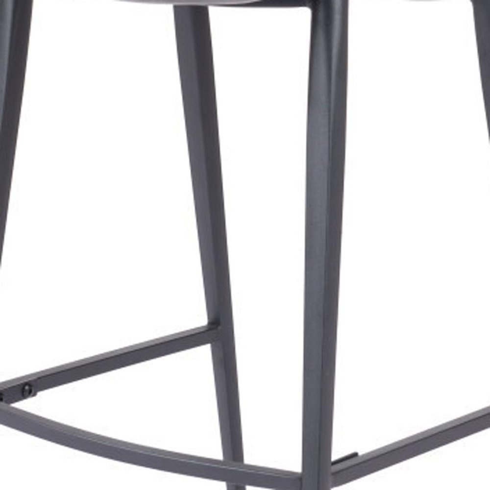 30" Gray And Black Faux Leather And Steel Low Back Bar Height Bar Chair