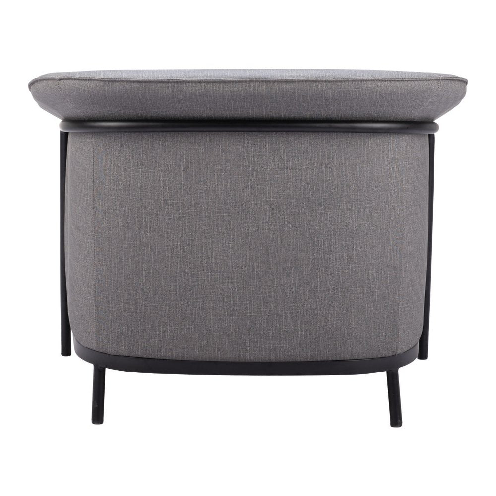 35" Slate Gray And Black Faux Leather Arm Chair
