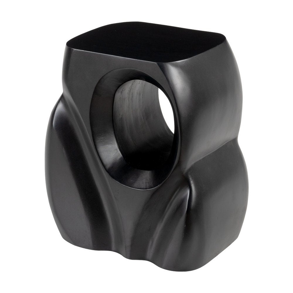 16" Black Solid Wood Figurine End Table