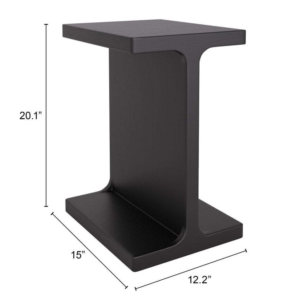 20" Black Solid Wood Pedestal End Table