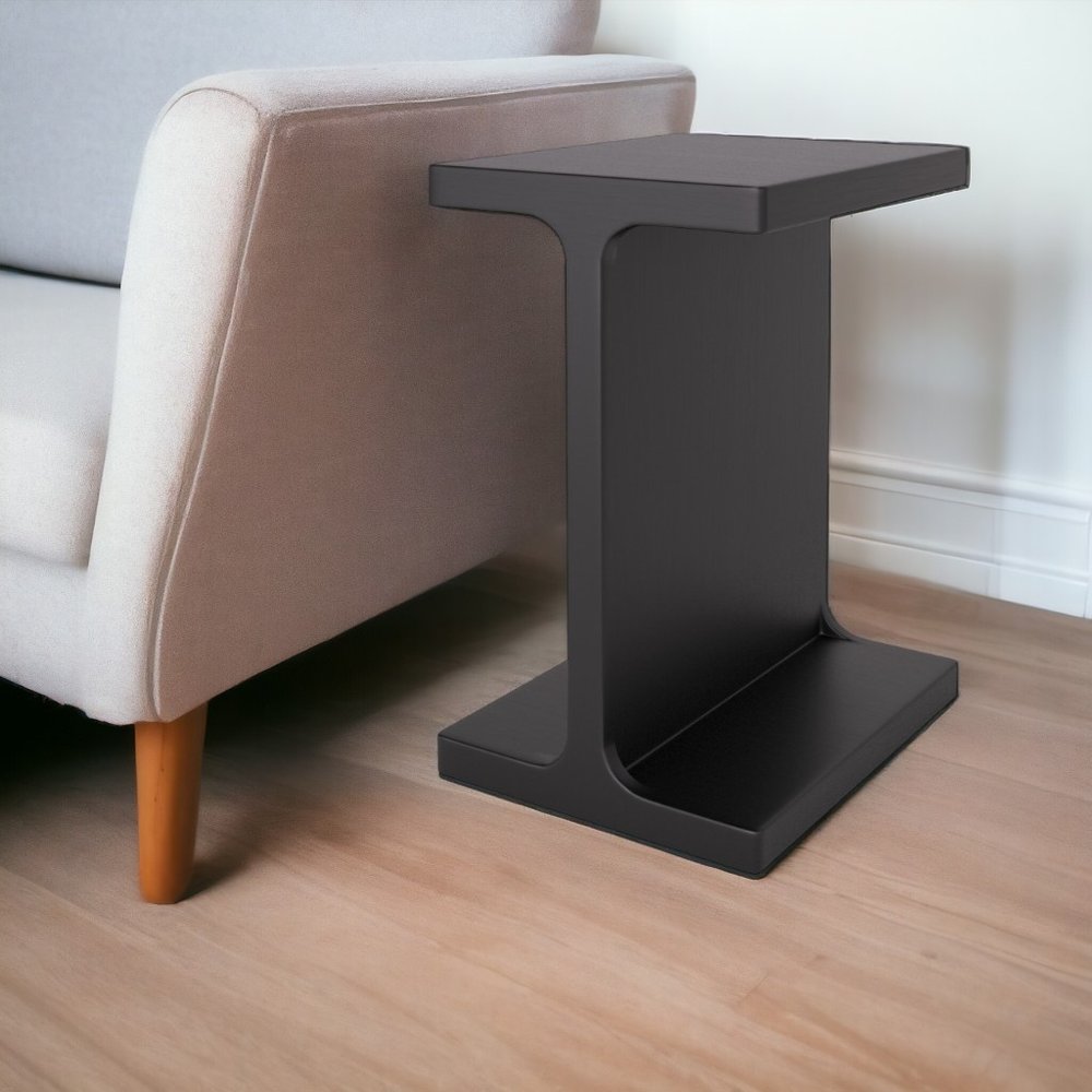 20" Black Solid Wood Pedestal End Table