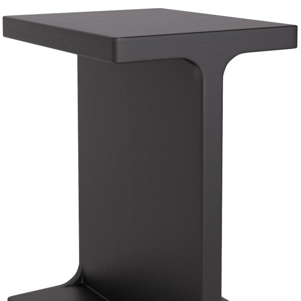 20" Black Solid Wood Pedestal End Table