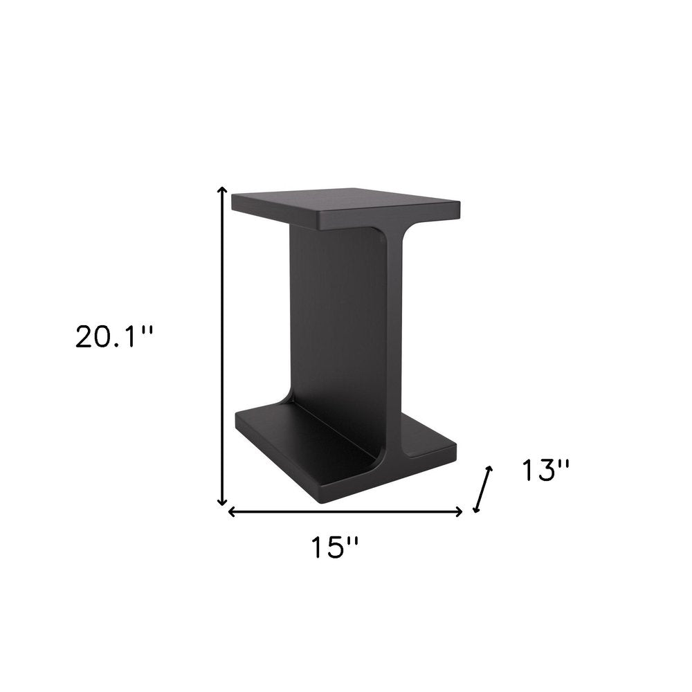 20" Black Solid Wood Pedestal End Table