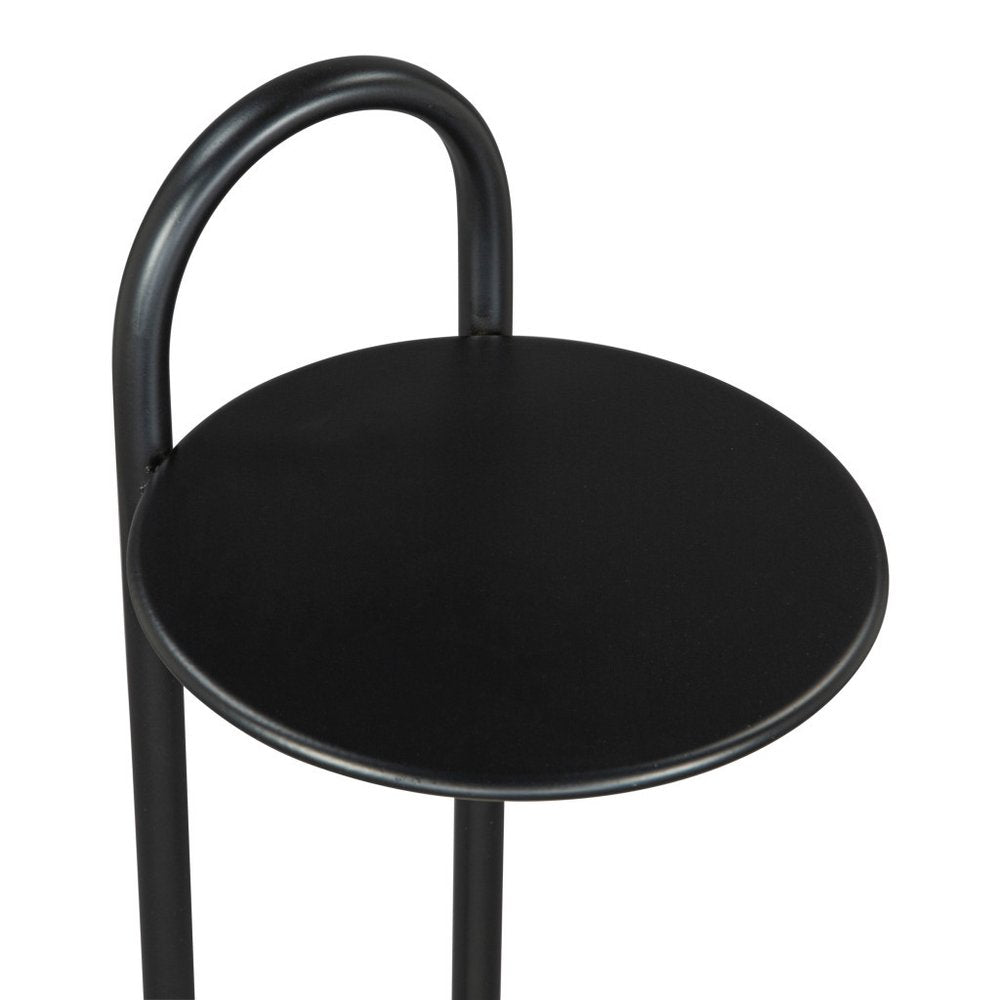 22" Black And White Iron And Marble Round C Table End Table