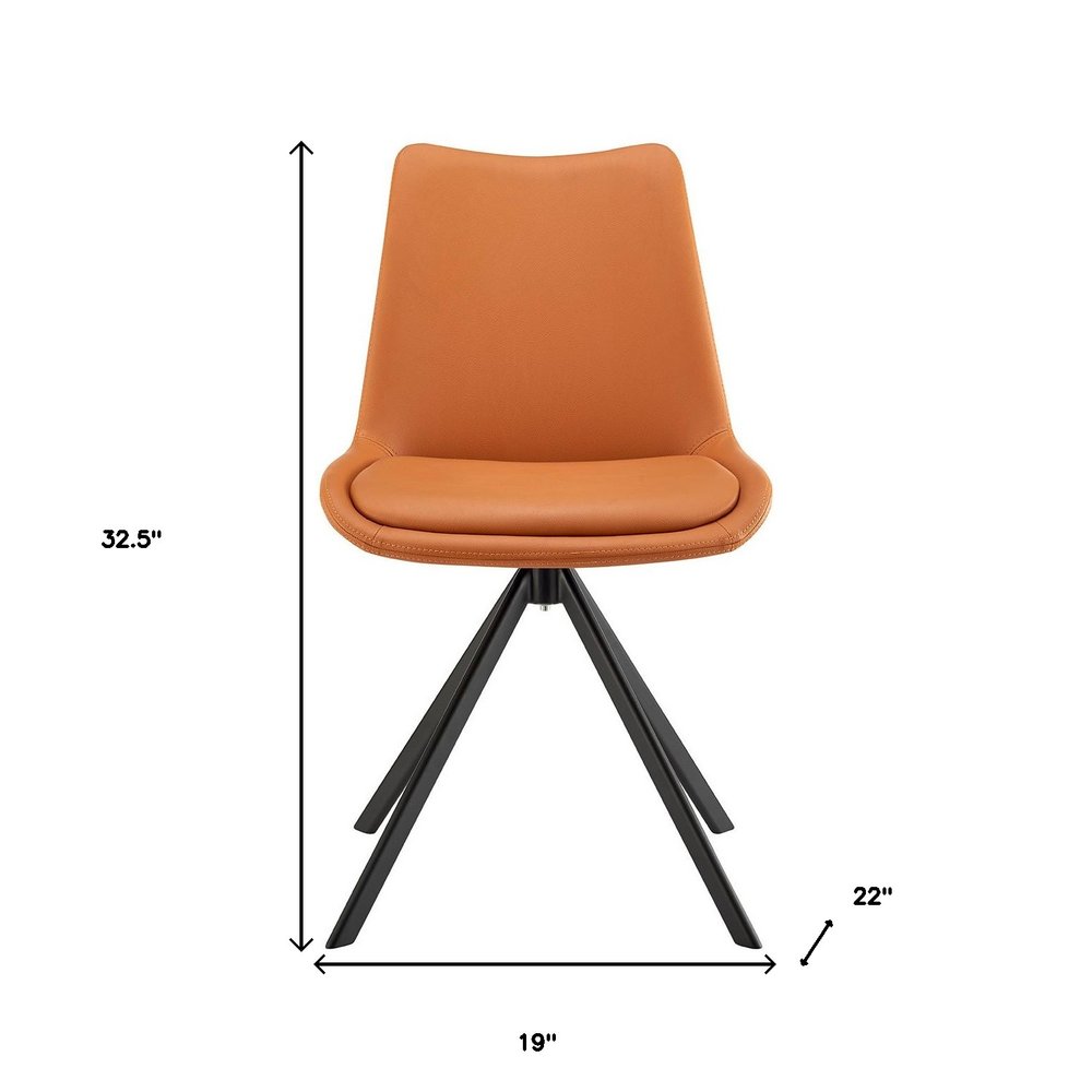 Orange And Black Faux Leather Dining Side Chair