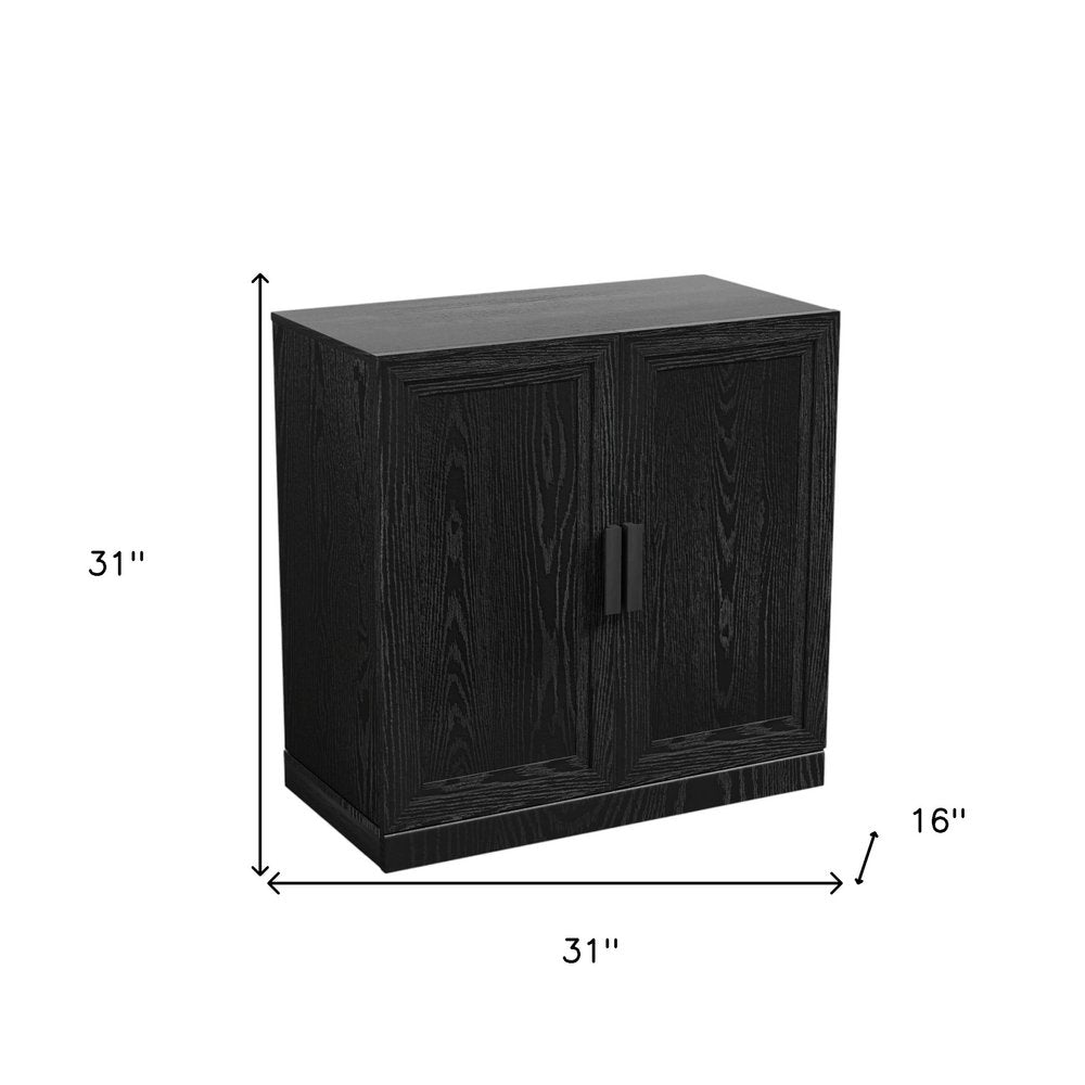31" Black Textured Door Accent Cabinet With Three Shelves