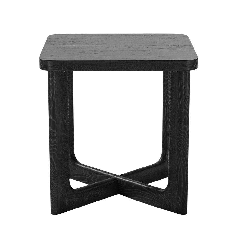 24" Black Solid Wood Square End Table