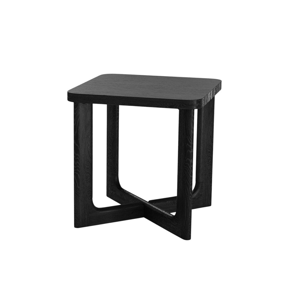 24" Black Solid Wood Square End Table