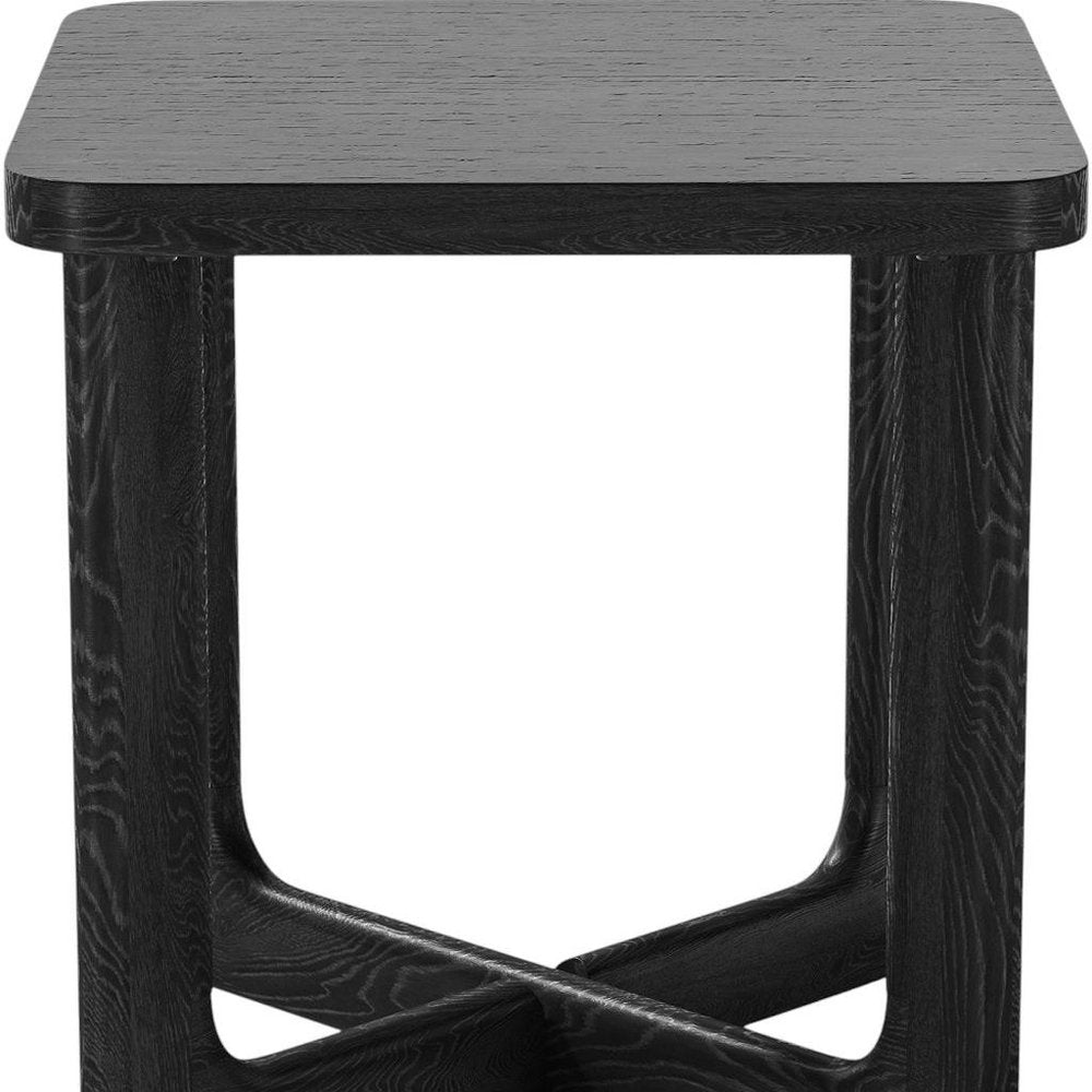 24" Black Solid Wood Square End Table