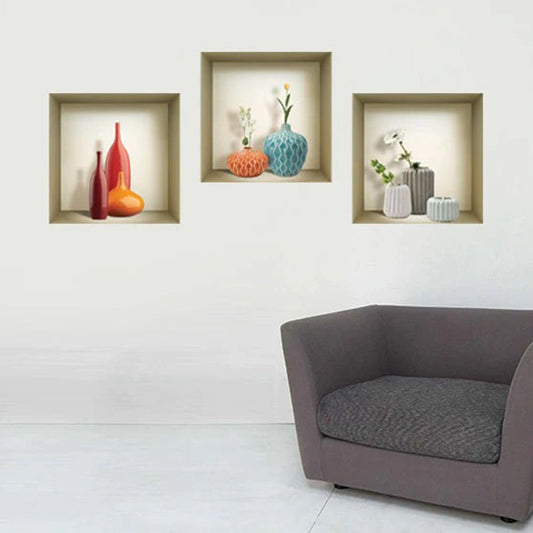 Set of Three Len Faux Niche 3D Peel and Stick Wall Decals