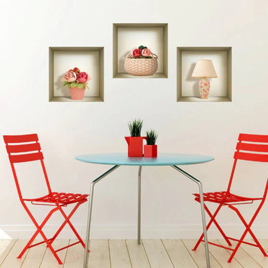 Set of Three Leo Faux Niche 3D Peel and Stick Wall Decals