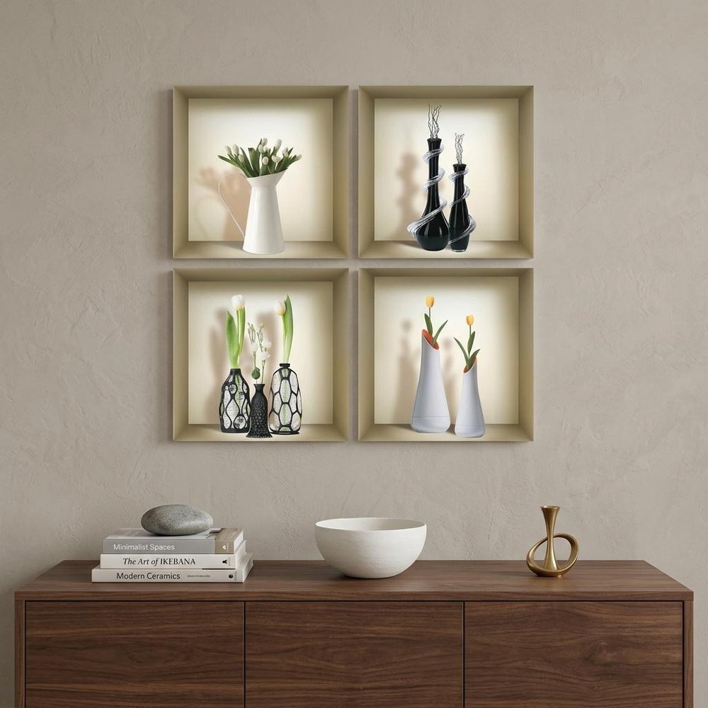 Set of Four Ivy Faux Niche 3D Peel and Stick Wall Decals