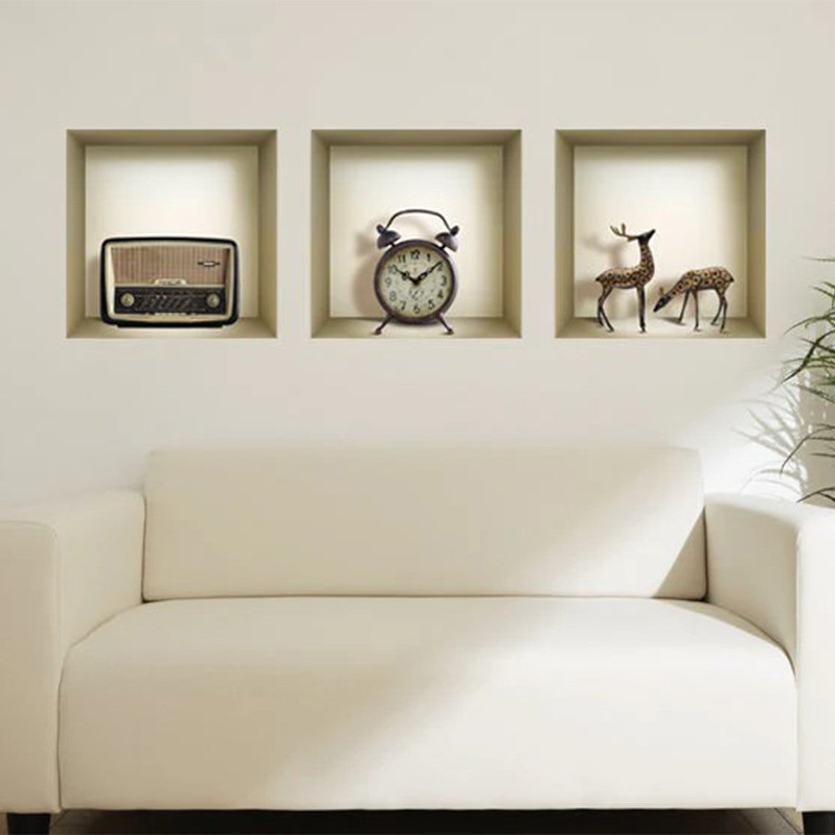 Set of Three Sky Faux Niche 3D Peel and Stick Wall Decals