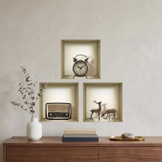 Set of Three Sky Faux Niche 3D Peel and Stick Wall Decals