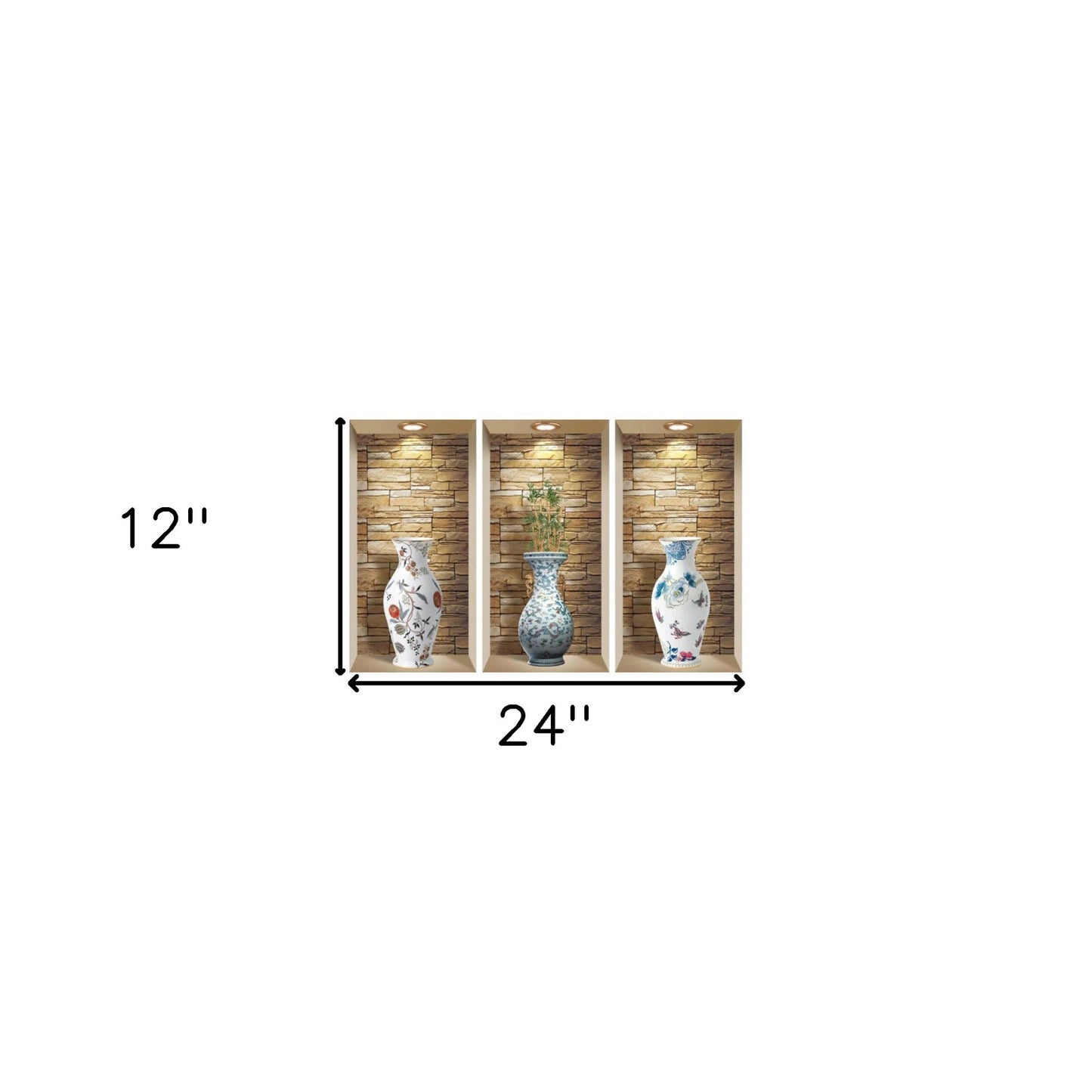 Set of Three Tia Faux Niche 3D Peel and Stick Wall Decals