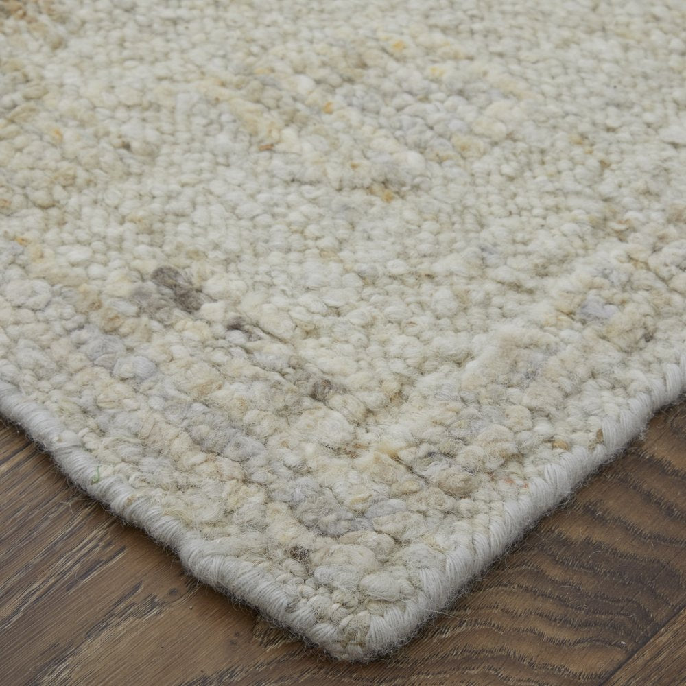 9' X 13' Tan and Gray Wool Floral Hand Knotted Area Rug