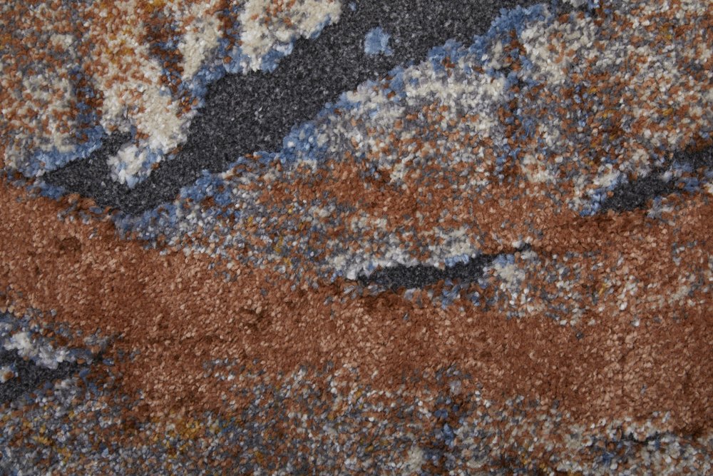 8' X 10' Ivory Blue and Brown Abstract Power Loom Area Rug