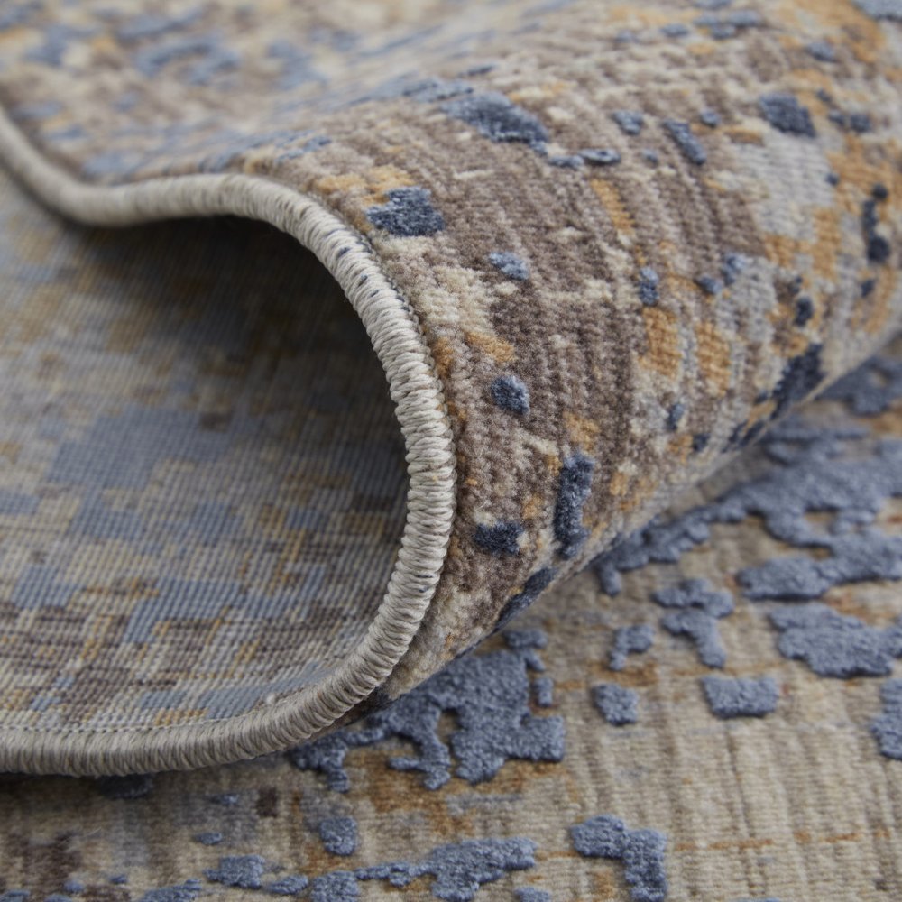 5' X 8' Blue Brown and Tan Abstract Power Loom Area Rug