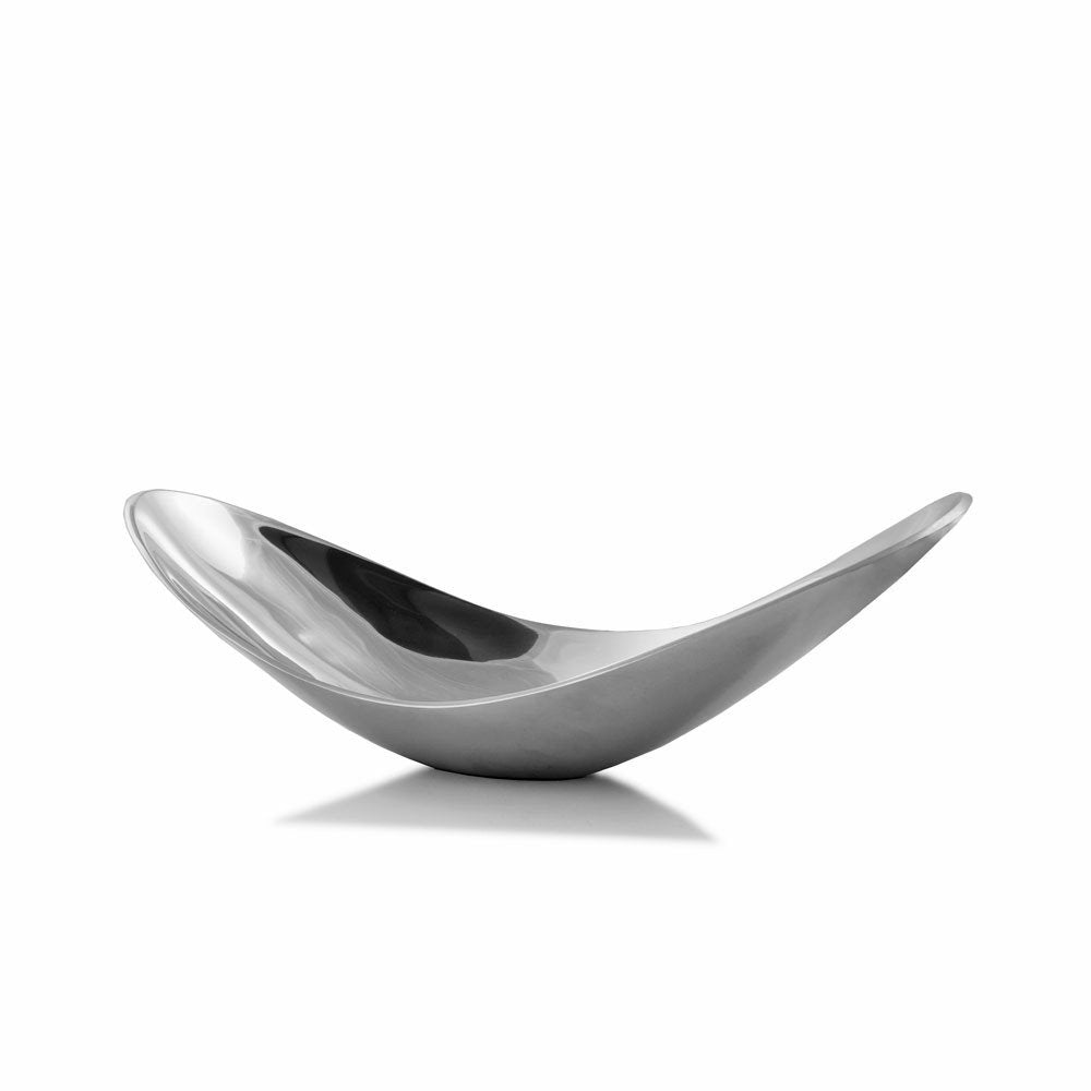 20" Silver Aluminum Contemporary Scoop Decorative Bowl