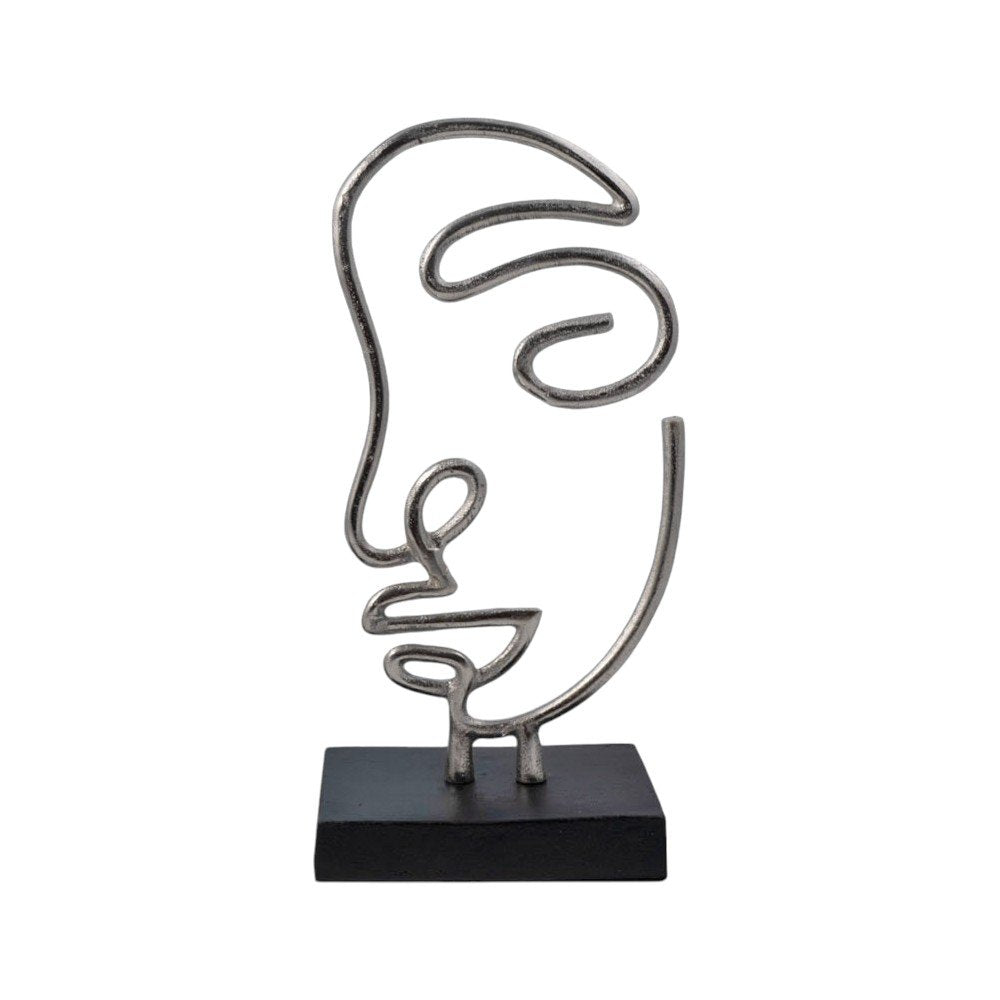 Set of Two Black and Silver Aluminum Tabletop Sculpture