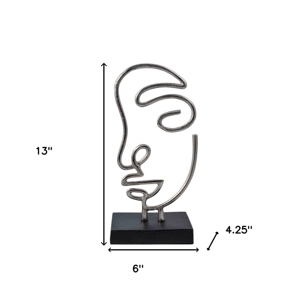 Set of Two Black and Silver Aluminum Tabletop Sculpture