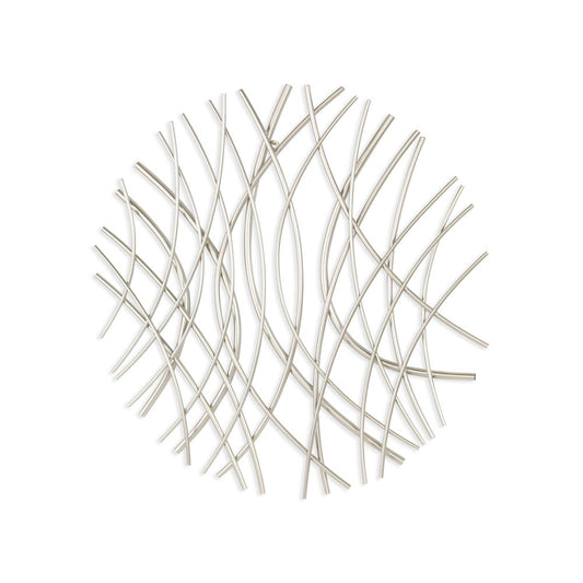 24" X 24" Silver Metal Circle Abstract Hanging Dimensional Sculpture