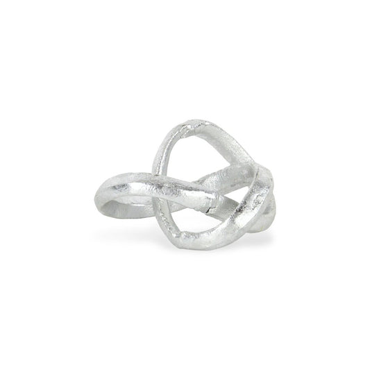 6" Silver Cast Iron Modern Abstract Infinity Knot Tabletop Sculpture