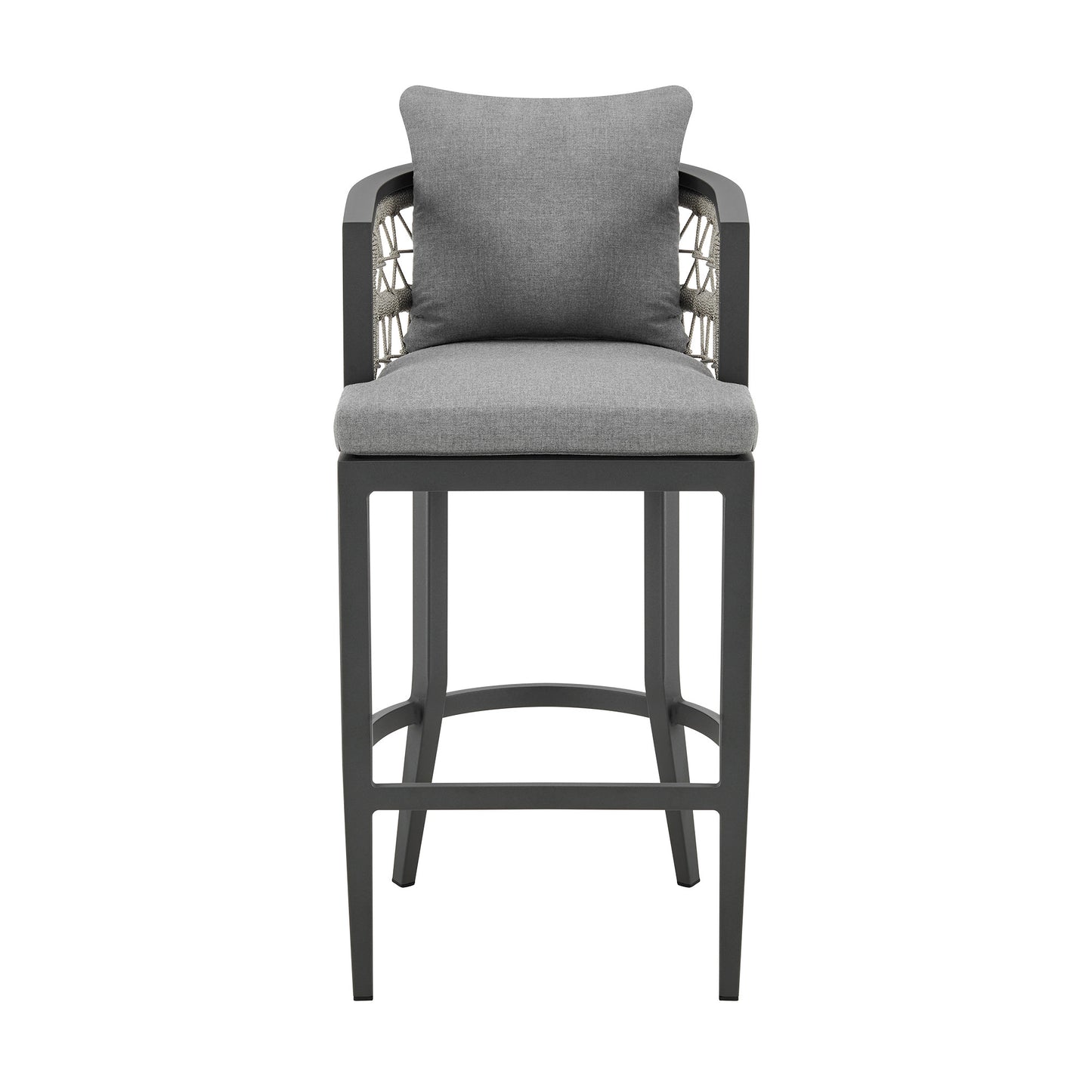 40" Gray Metal Outdoor Bar Height chair with Footrest