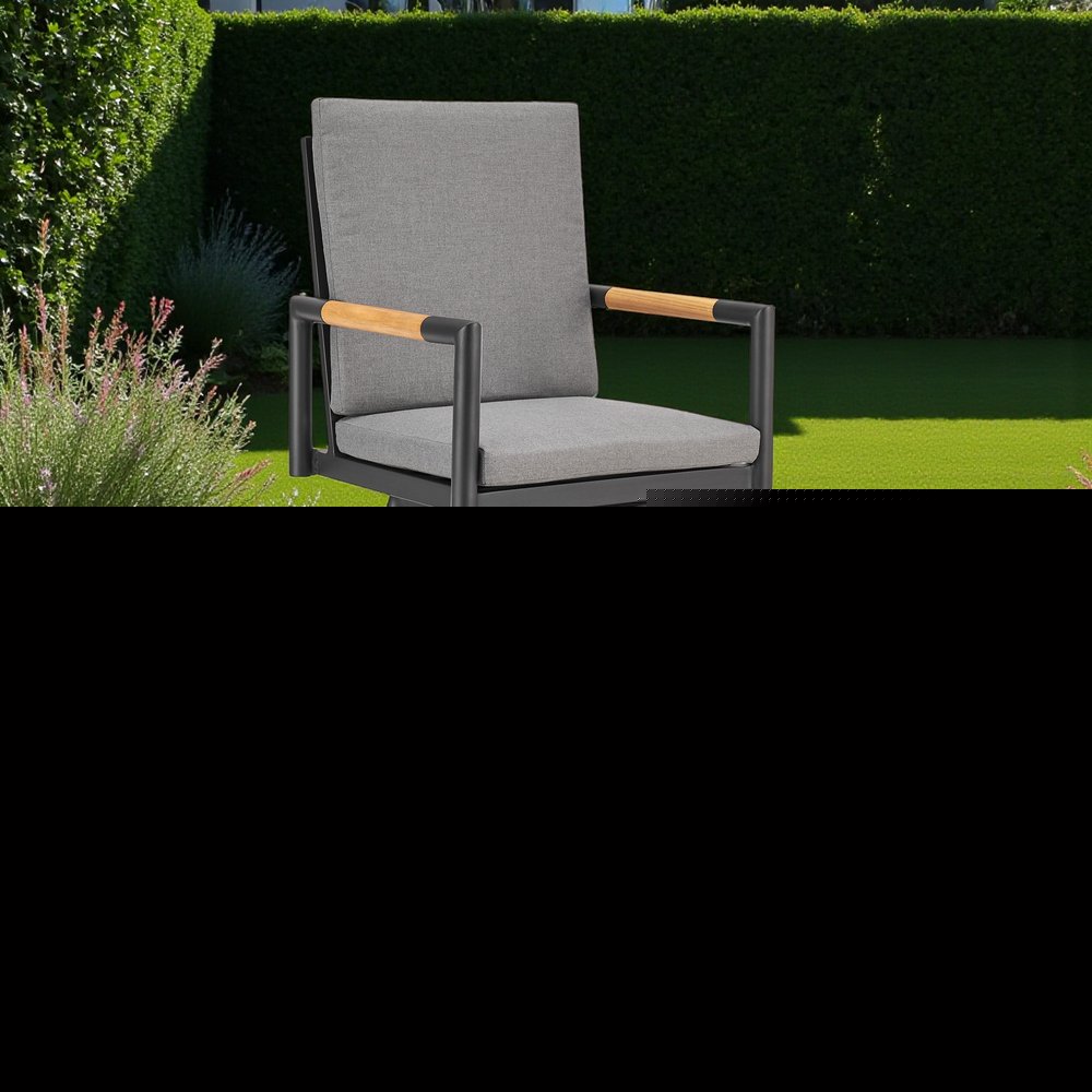 48" Dark Gray Metal Swivel Outdoor Bar Height chair with Footrest