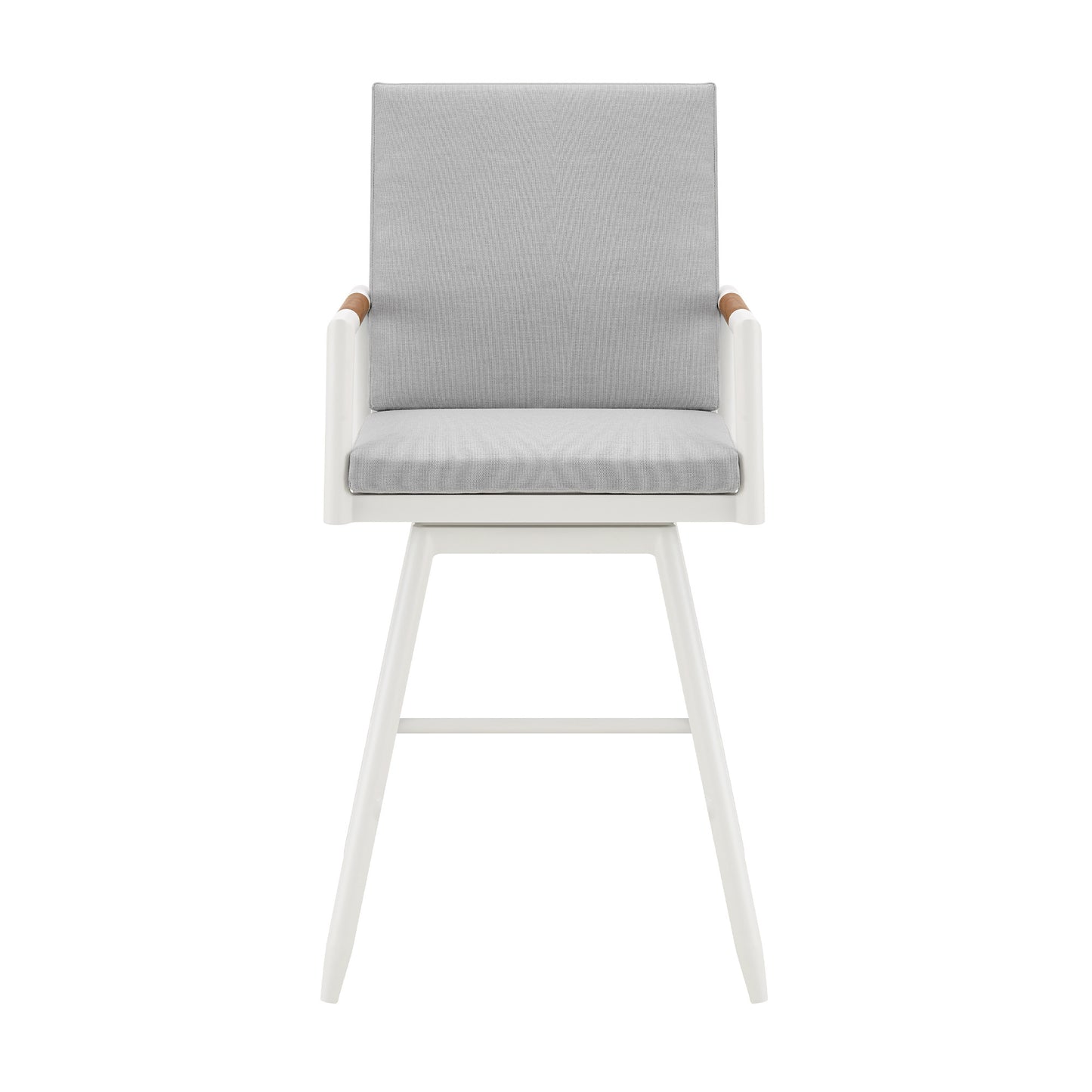 48" Light Gray Metal Swivel Outdoor Bar Height chair with Footrest