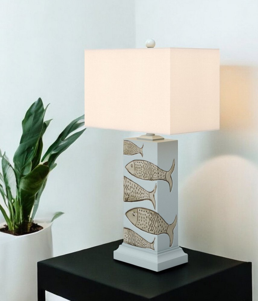 Set of Two 28" Blue Table Lamp With White Cone Shade