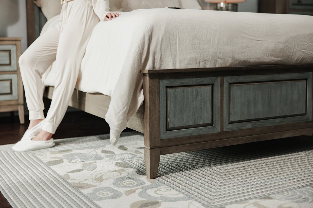 Green Shiplap Texture Distressed Solid Wood King Bed Frame