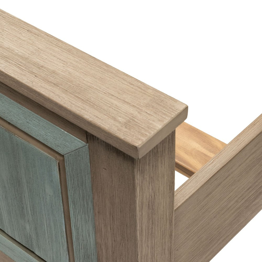 Green Shiplap Texture Distressed Solid Wood King Bed Frame