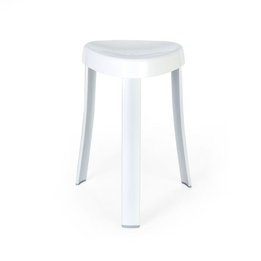 18" White Aluminum And Heavy Duty Plastic Corner Shower Bench
