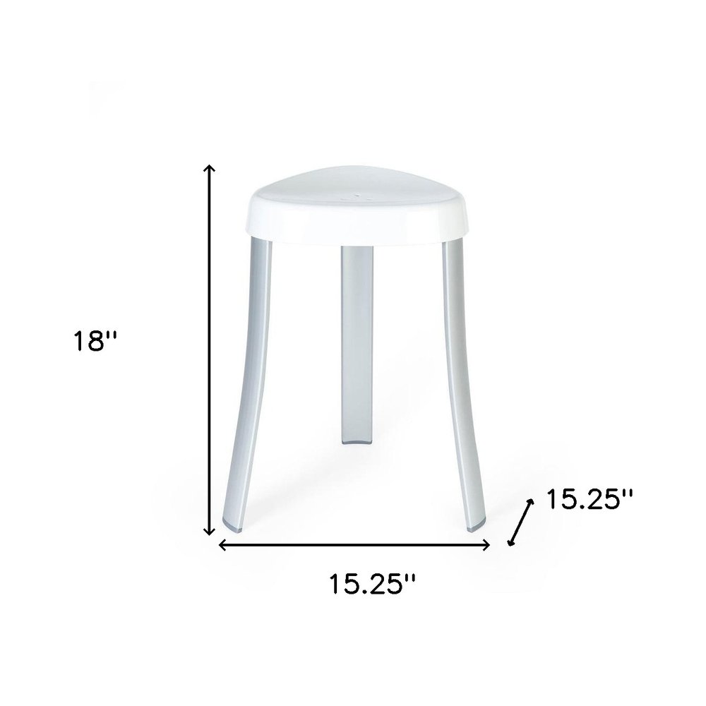 18" White Aluminum And Heavy Duty Plastic Corner Shower Bench
