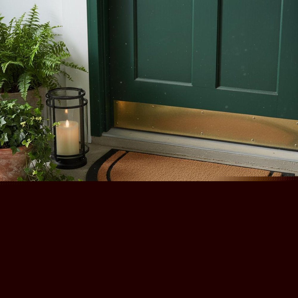 20" X 32" Beige and Black Rubber and Coir Outdoor Semi Circle Door Mat