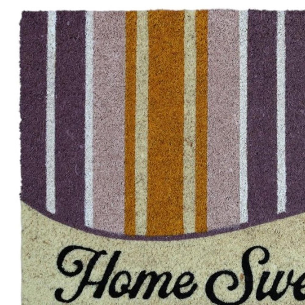 18" X 30" Beige and Black Coir Home Sweet Home Outdoor Door Mat