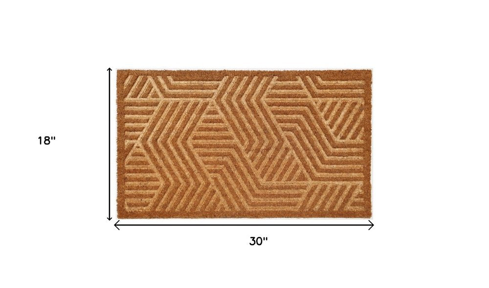18" X 30" Beige and White Coir Outdoor Door Mat