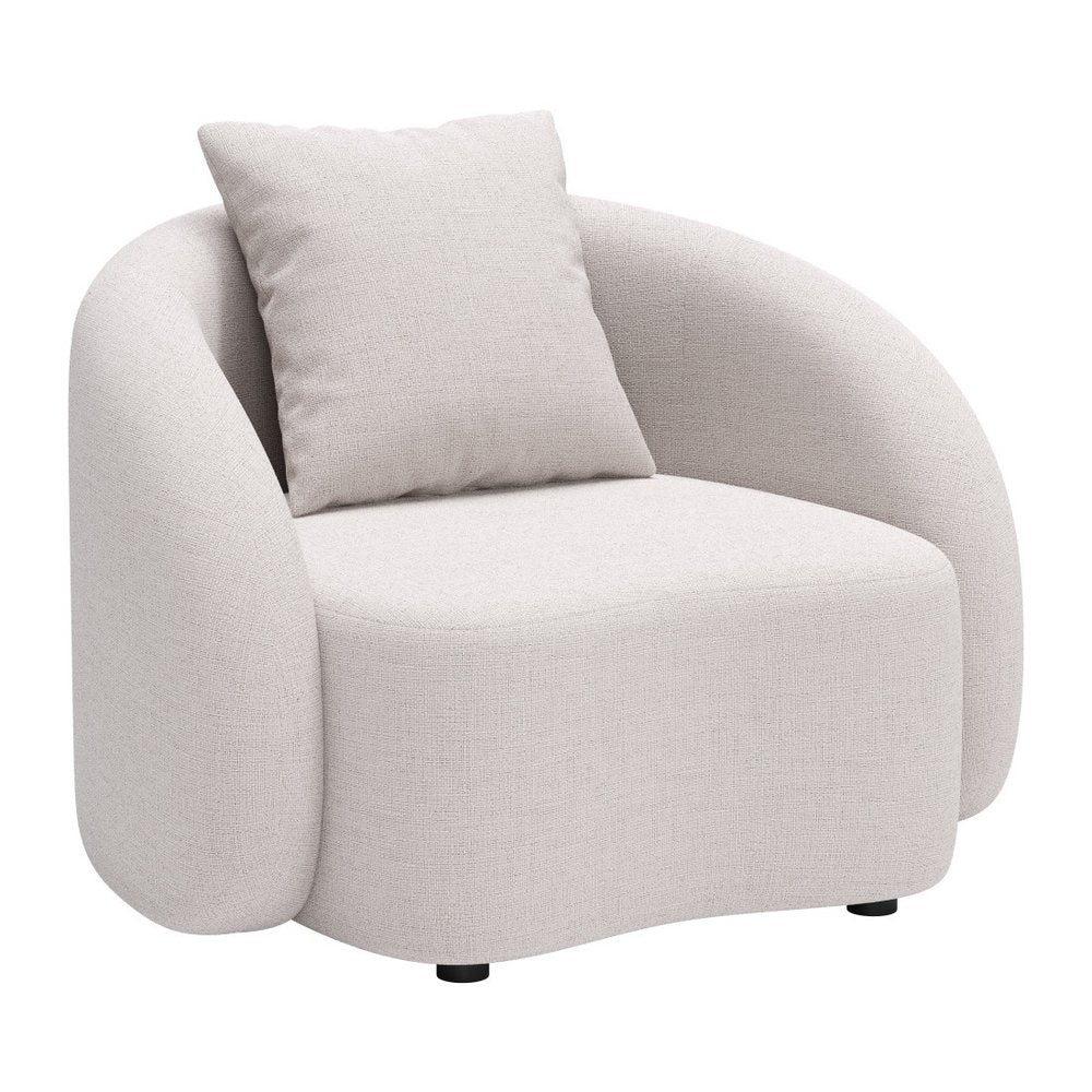 42" Beige Outdoor Accent Chair with Beige Cushions