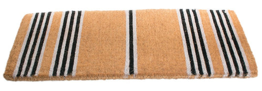 18" X 48" Brown and Black Coir Striped Outdoor Door Mat