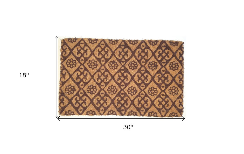 18" X 30" Brown Coir Floral Outdoor Door Mat