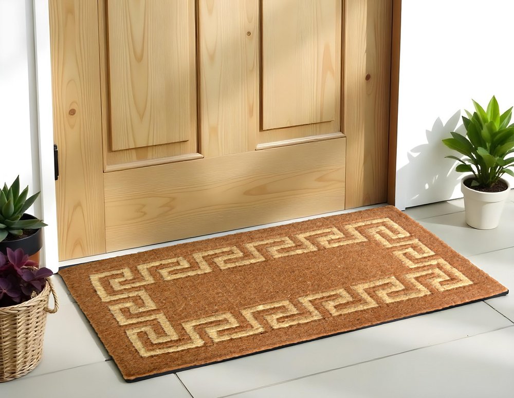 36" X 60" Brown Coir Greek Key Outdoor Door Mat